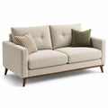 Canapé en tissu polyester beige avec pieds en bois massif