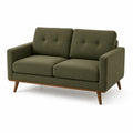 Canapé 2 places en bois et tissu polyester vert olive