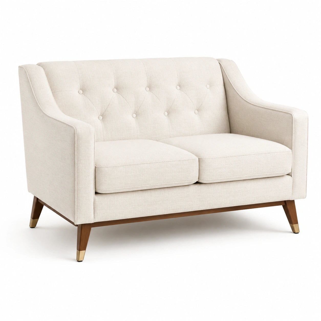 Canapé 2 places en tissu avec pieds en bois, 150 cm