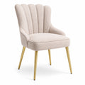 Chaise en tissu bouclé crème avec pieds en métal doré