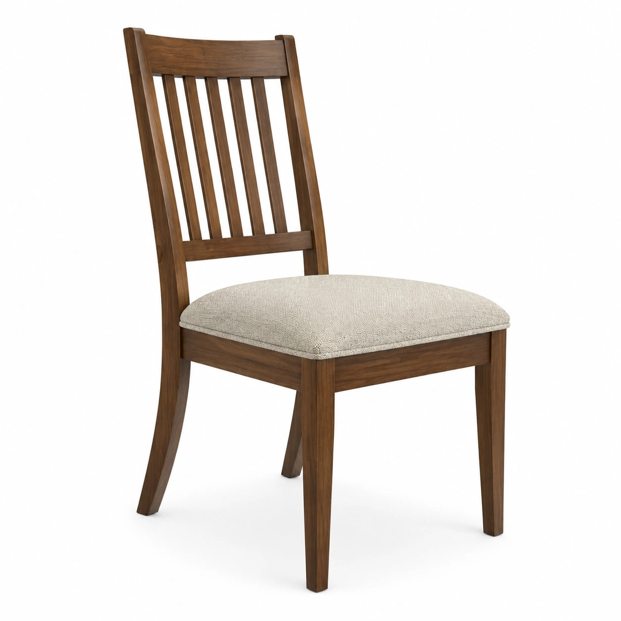 Chaise en bois marron avec assise en polyester beige