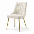 Chaise en tissu beige avec pieds en métal doré