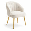 Chaise en tissu bouclette écru avec pieds en métal doré