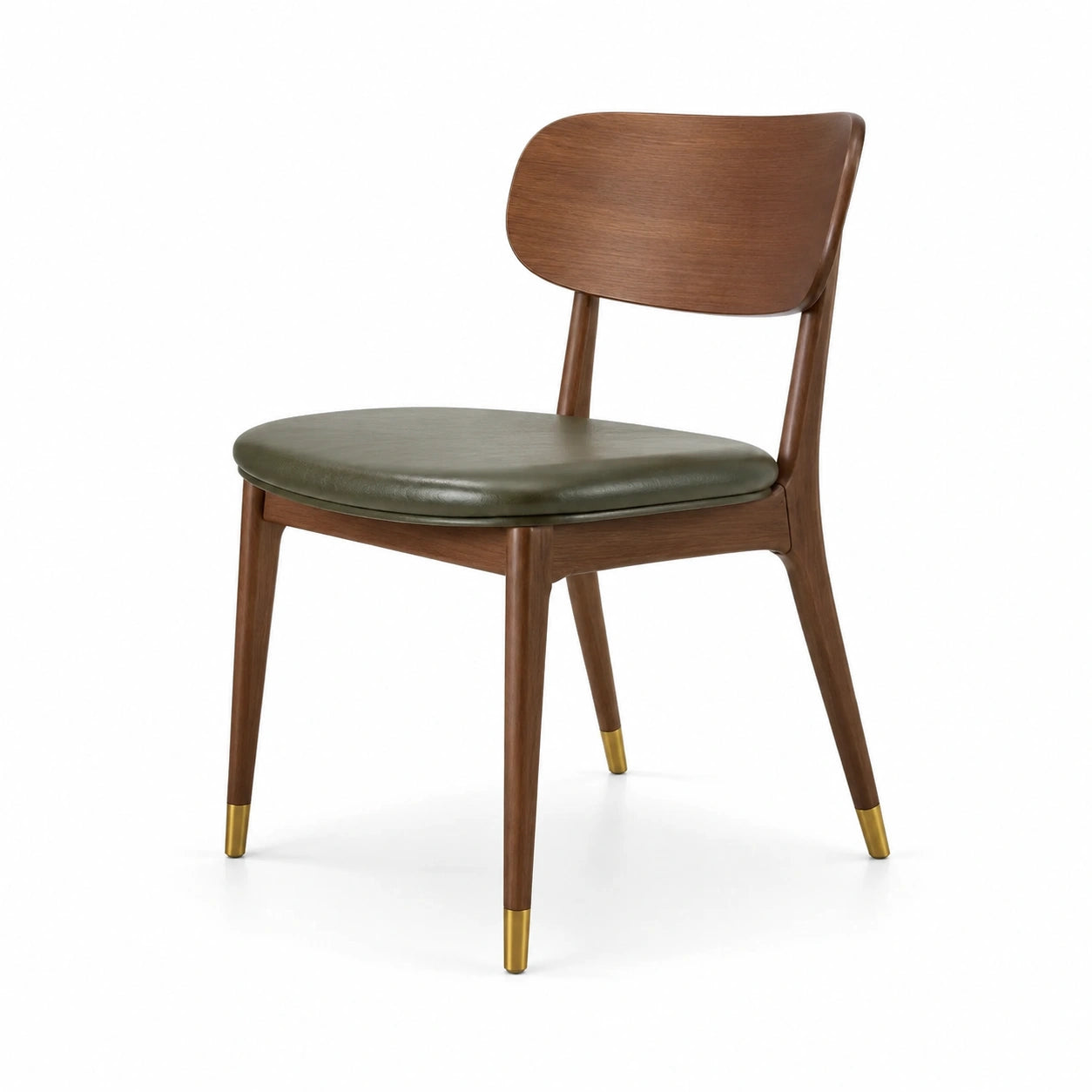 Chaise en bois avec coussin en cuir synthétique vert