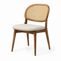 Chaise en bois et rotin tressé beige