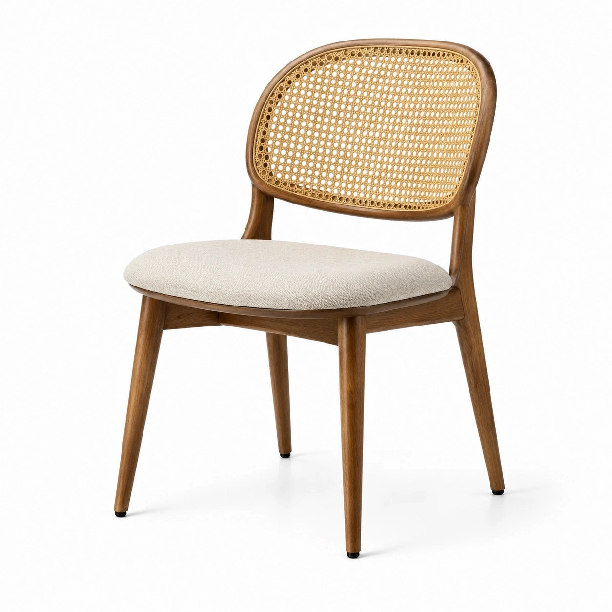 Chaise en bois et rotin tressé beige