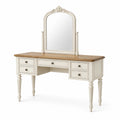 Coiffeuse avec miroir en bois de chêne et hêtre, 5 tiroirs