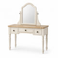 Coiffeuse en bois blanc crème avec miroir et tiroirs