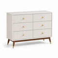 Commode 6 tiroirs en bois blanc et laiton poli