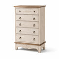 Commode en Bois de Chêne avec 5 Tiroirs Décoratifs Beige et Naturel