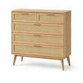 Commode en bois avec rotin tressé 90x40x105 cm
