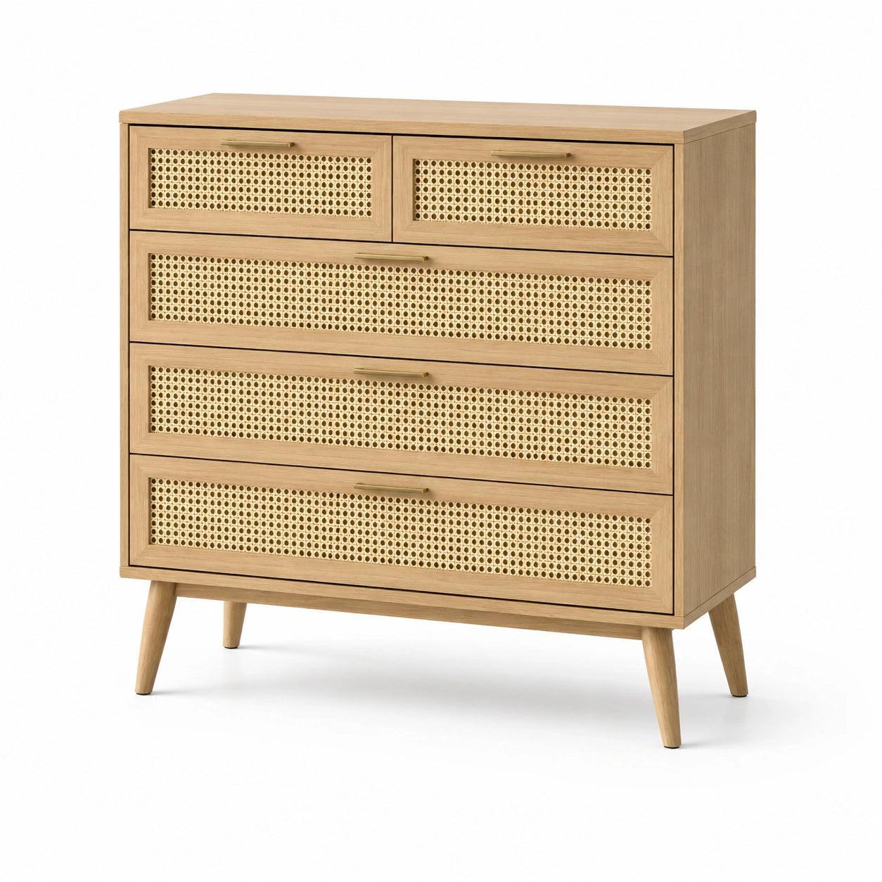 Commode en bois avec rotin tressé 90x40x105 cm