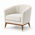 Fauteuil en bois et tissu bouclé crème