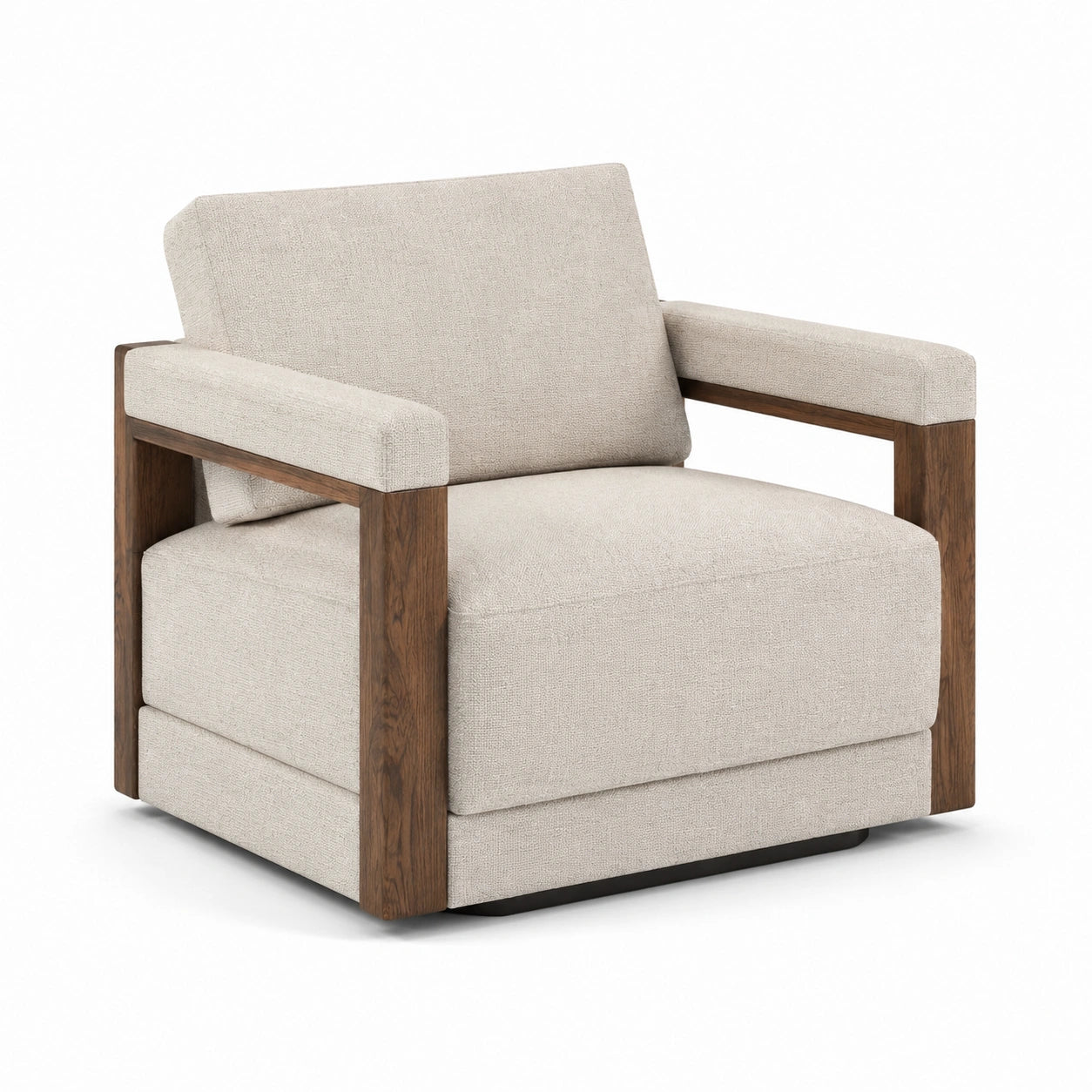 Fauteuil en tissu polyester et cadre en bois de chêne