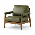 Fauteuil en bois avec assise en cuir PU vert
