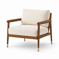 Fauteuil en bois avec revêtement en polyester beige