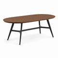 Table à manger ovale en bois avec pieds en métal noir 180x90x75 cm