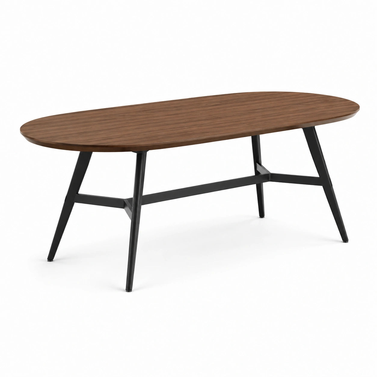 Table à manger ovale en bois avec pieds en métal noir 180x90x75 cm